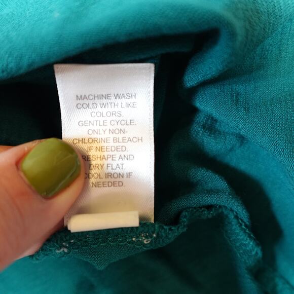 J. Jill Top Womens Extra Large Petite Wearever Collection Cap Sleeve Teal Knit - Picture 4 of 9